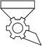 Icon of a coffee bag with gears, symbolizing coffee processing.