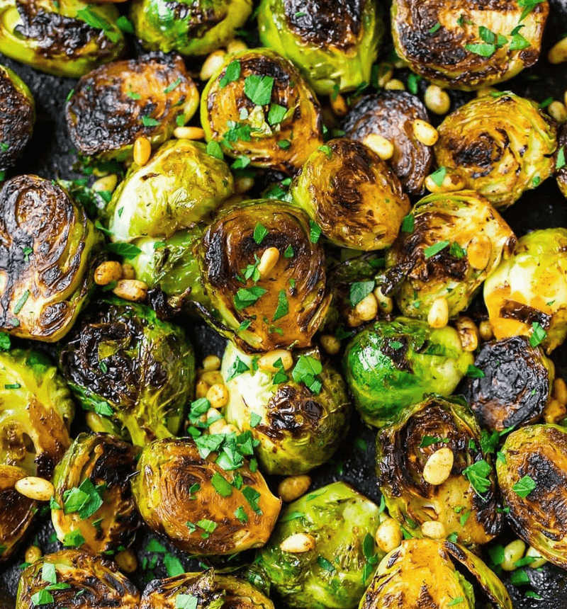 Roasted Brussels Sprouts with Pinenuts - Nuts About Life