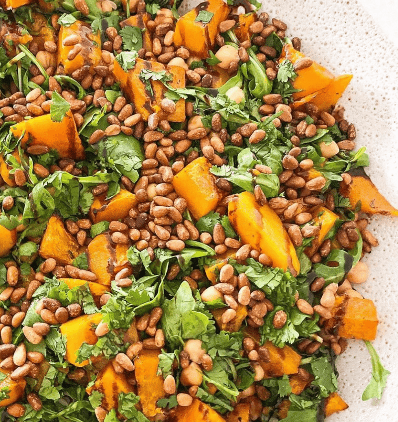 Roasted Pumpkin, Chickpea and Pinenut Salad - Nuts About Life