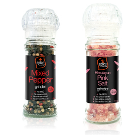 Spice Grinder Set (Pink Rock Salt + Whole Pepper Melange)